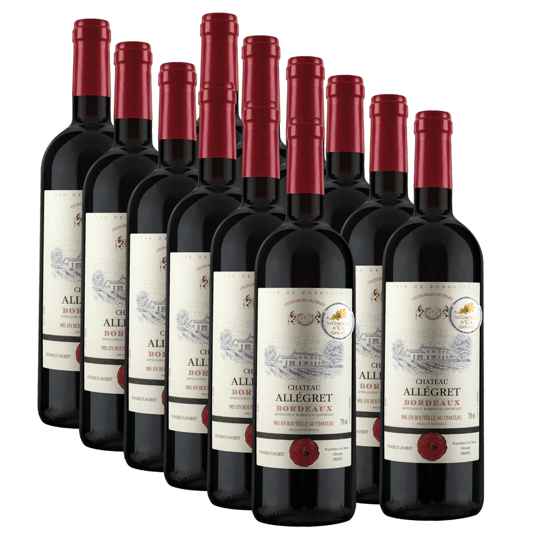 12x Zlaté prémiové víno Bordeaux Château Allegret